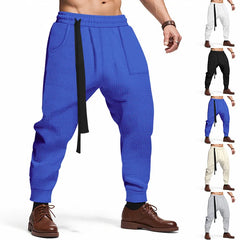 Men's Casual Pants Solid Waffle Male Hip Hop Streetwear Track Pants Joggers Trousers Fashion Harajuku Men Pants