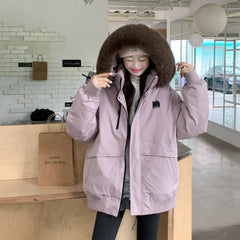 Big Fur Collar Thickened Parka Cotton-padded Coat