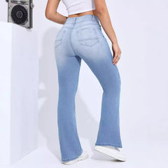 Women's High Elastic Hole Slim Fit All-match Denim Trousers