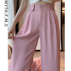 High Waist Narrow Version Ice Silk Wide-leg Pants Drape