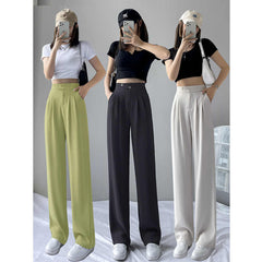 Ice Silk Mop Wide Leg Pants Women's Small High Waist