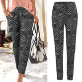 Women's Elastic Waist Printed Pocket Lace-up Leggings
