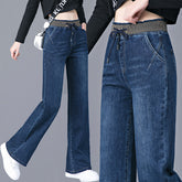 Plus Size High Waist Straight Drooping Pants Jeans Mop Pants Bell-bottom Pants