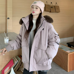 Big Fur Collar Thickened Parka Cotton-padded Coat
