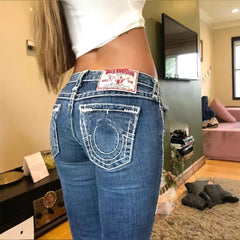Skinny Versatile Washed-out Vintage Embroidered Jeans