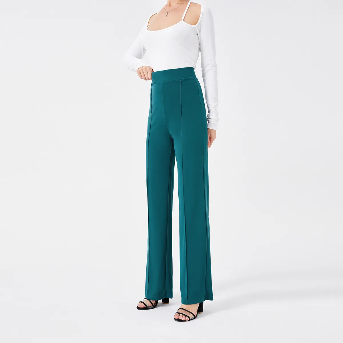 Solid Color Casual Pants Slim, High-waisted Bell Bottoms