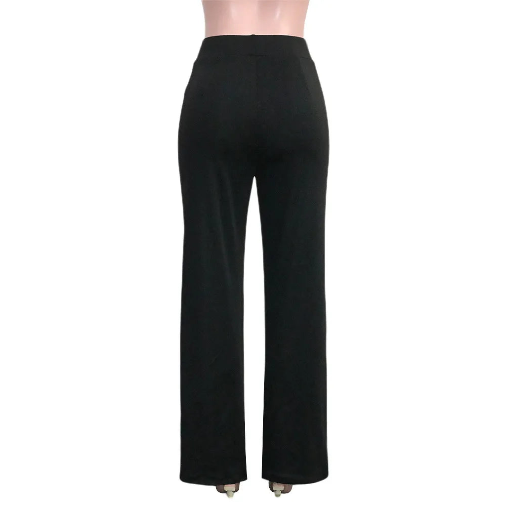 Solid Color Casual Pants Slim, High-waisted Bell Bottoms