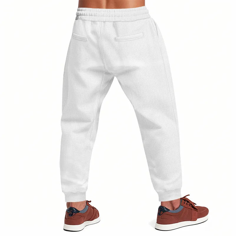 Men's Casual Pants Solid Waffle Male Hip Hop Streetwear Track Pants Joggers Trousers Fashion Harajuku Men Pants