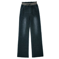 Plus Size High Waist Straight Drooping Pants Jeans Mop Pants Bell-bottom Pants