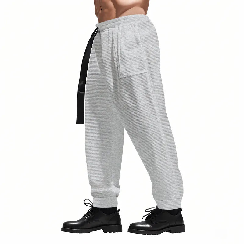 Men's Casual Pants Solid Waffle Male Hip Hop Streetwear Track Pants Joggers Trousers Fashion Harajuku Men Pants