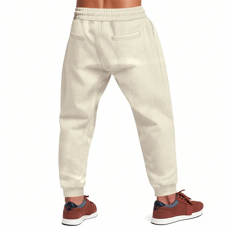 Men's Casual Pants Solid Waffle Male Hip Hop Streetwear Track Pants Joggers Trousers Fashion Harajuku Men Pants
