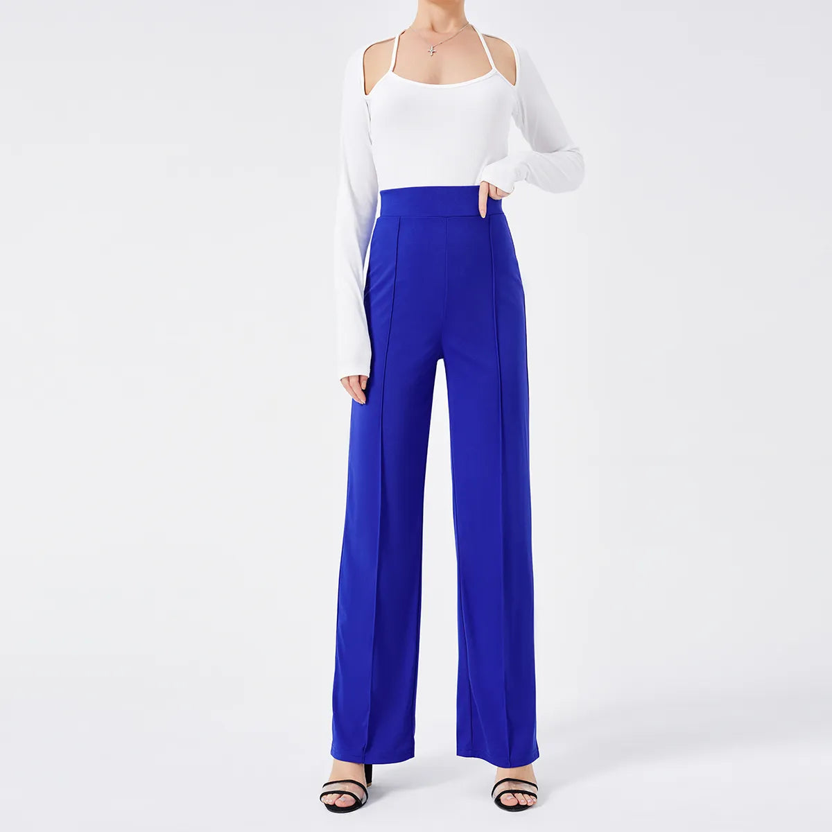 Solid Color Casual Pants Slim, High-waisted Bell Bottoms