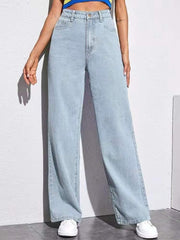 New Amazon AliExpress Cross-border European And American Women's Jeans Women's High Waist Slim Straight Denim Trousers Hot Style