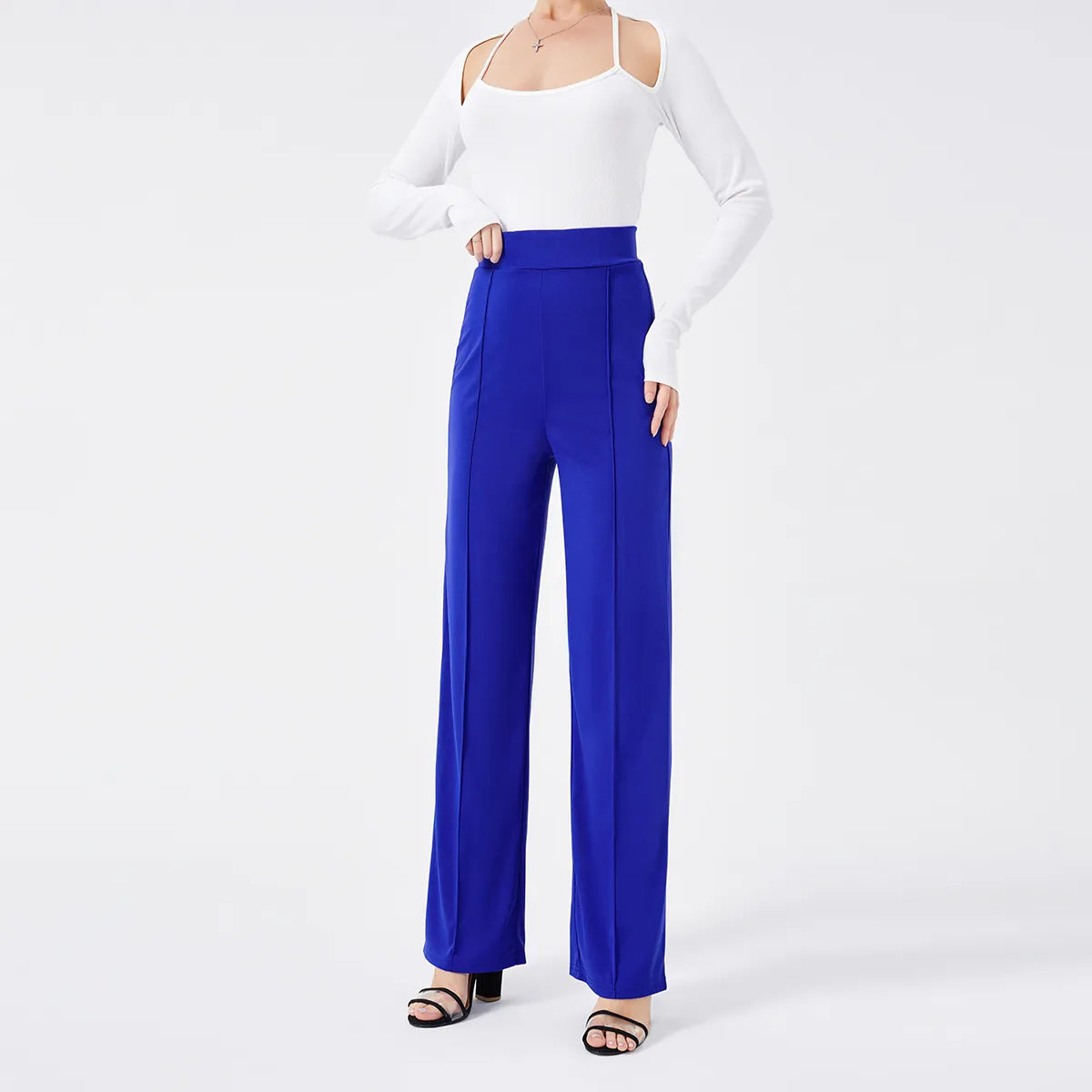 Solid Color Casual Pants Slim, High-waisted Bell Bottoms