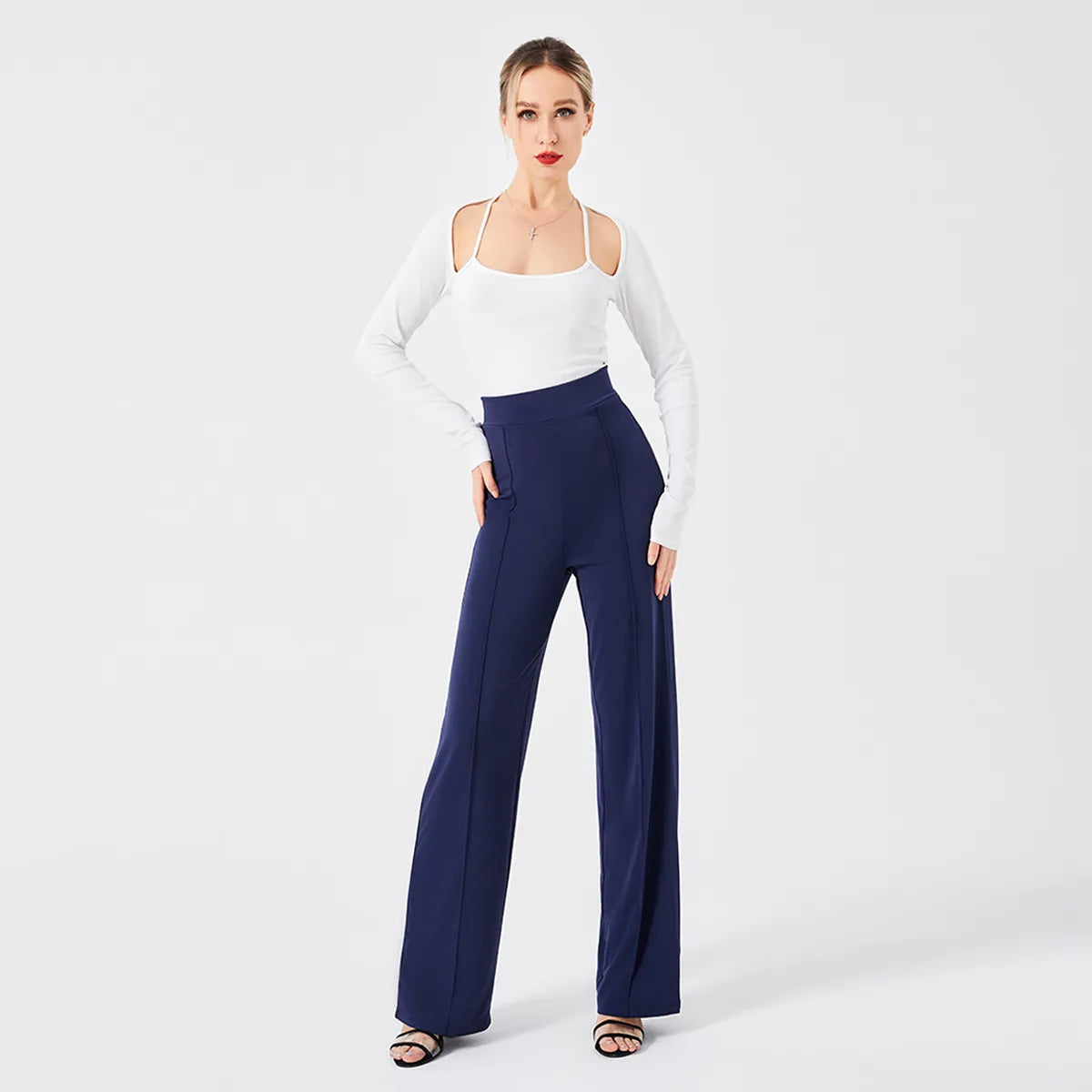 Solid Color Casual Pants Slim, High-waisted Bell Bottoms