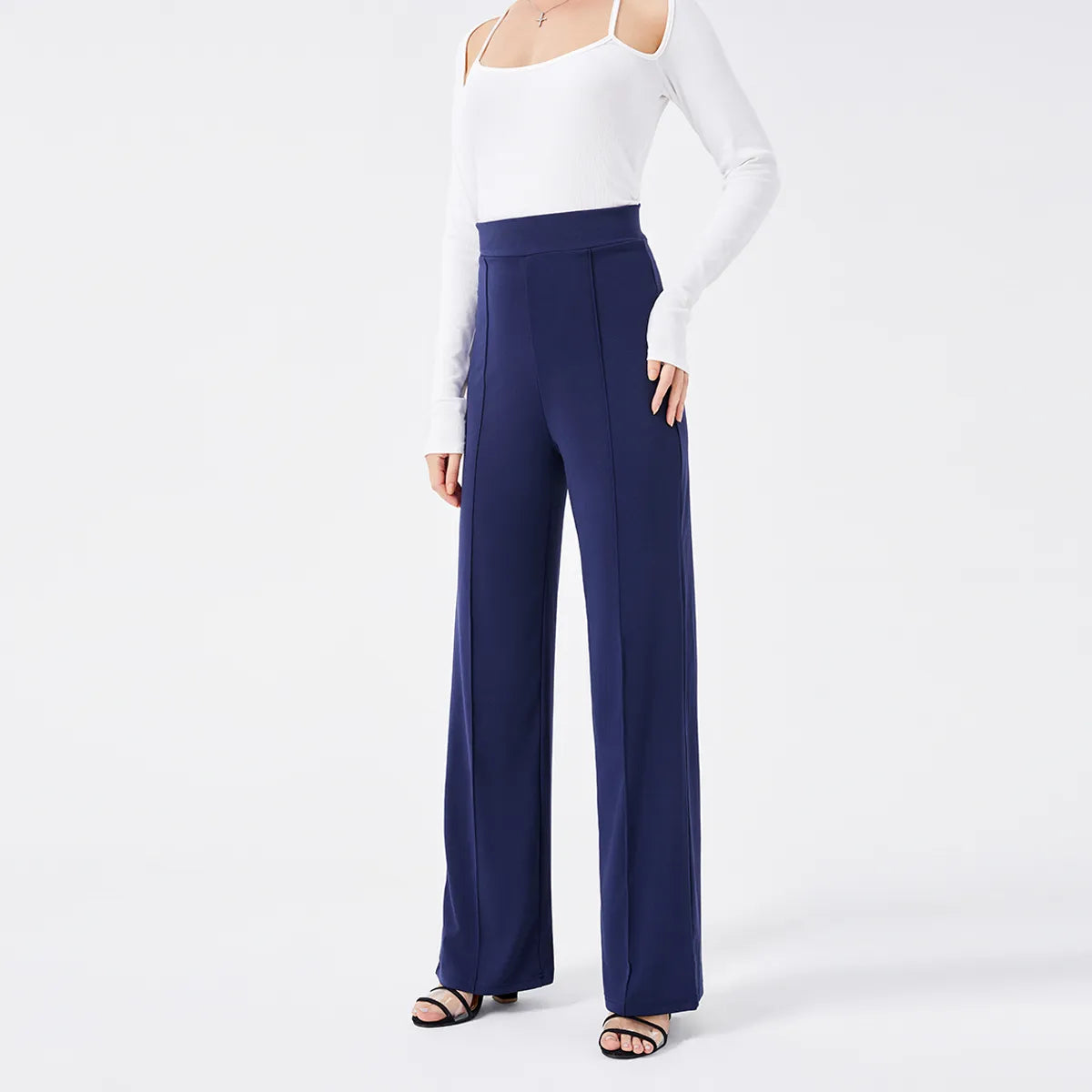 Solid Color Casual Pants Slim, High-waisted Bell Bottoms