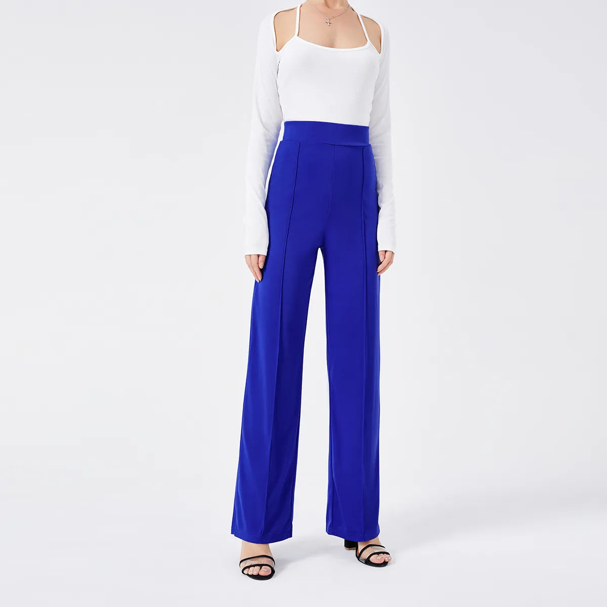 Solid Color Casual Pants Slim, High-waisted Bell Bottoms