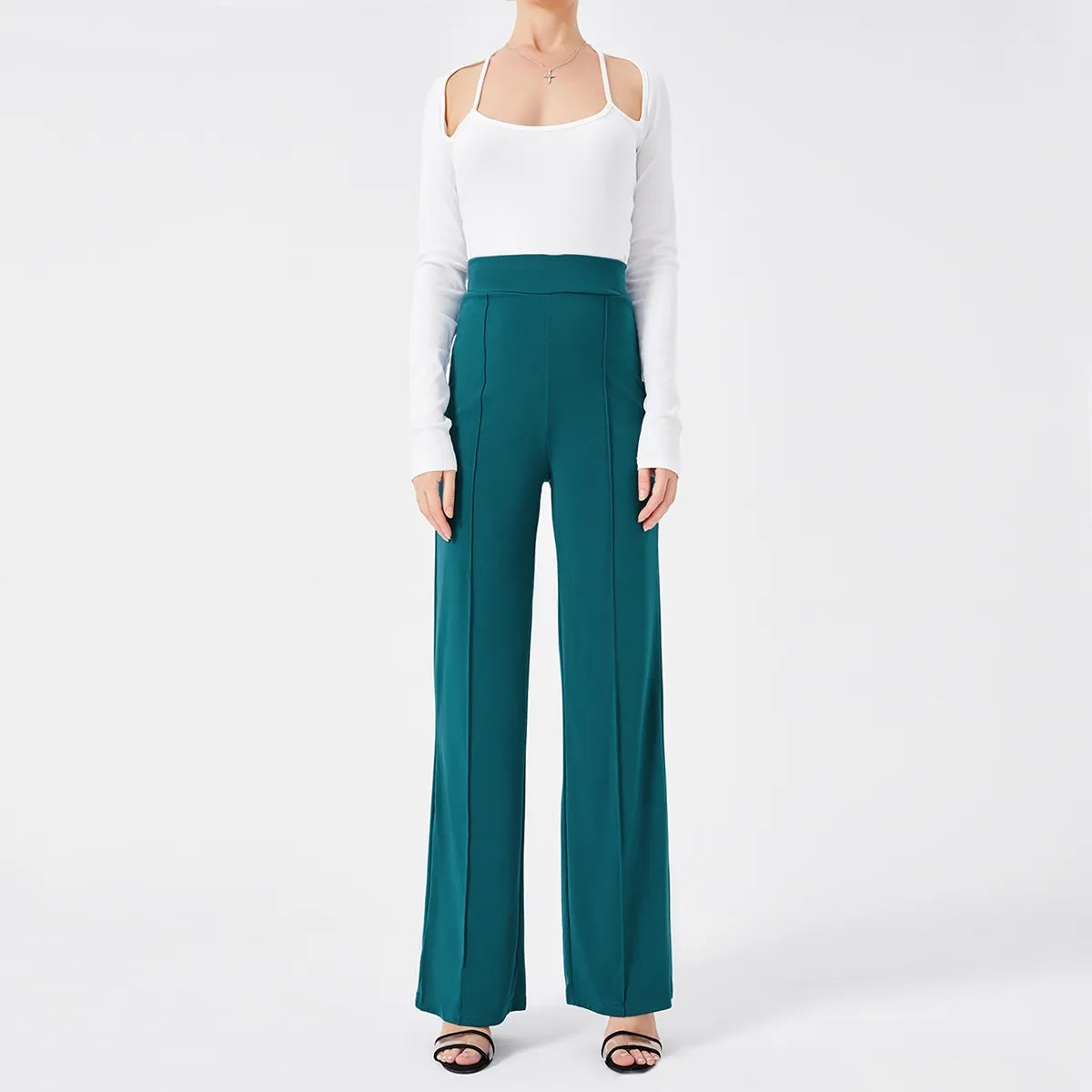 Solid Color Casual Pants Slim, High-waisted Bell Bottoms